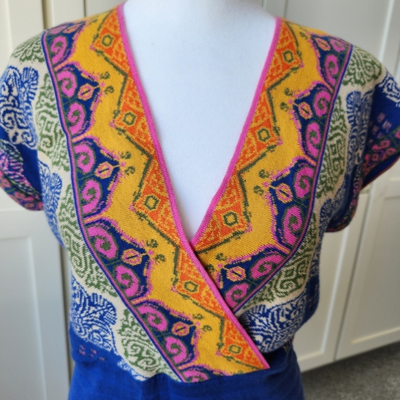 Soft Surroundings Kualoa Tunic Sweater Short Sleeves Printed Colorful Pretty XS - Picture 5 of 16